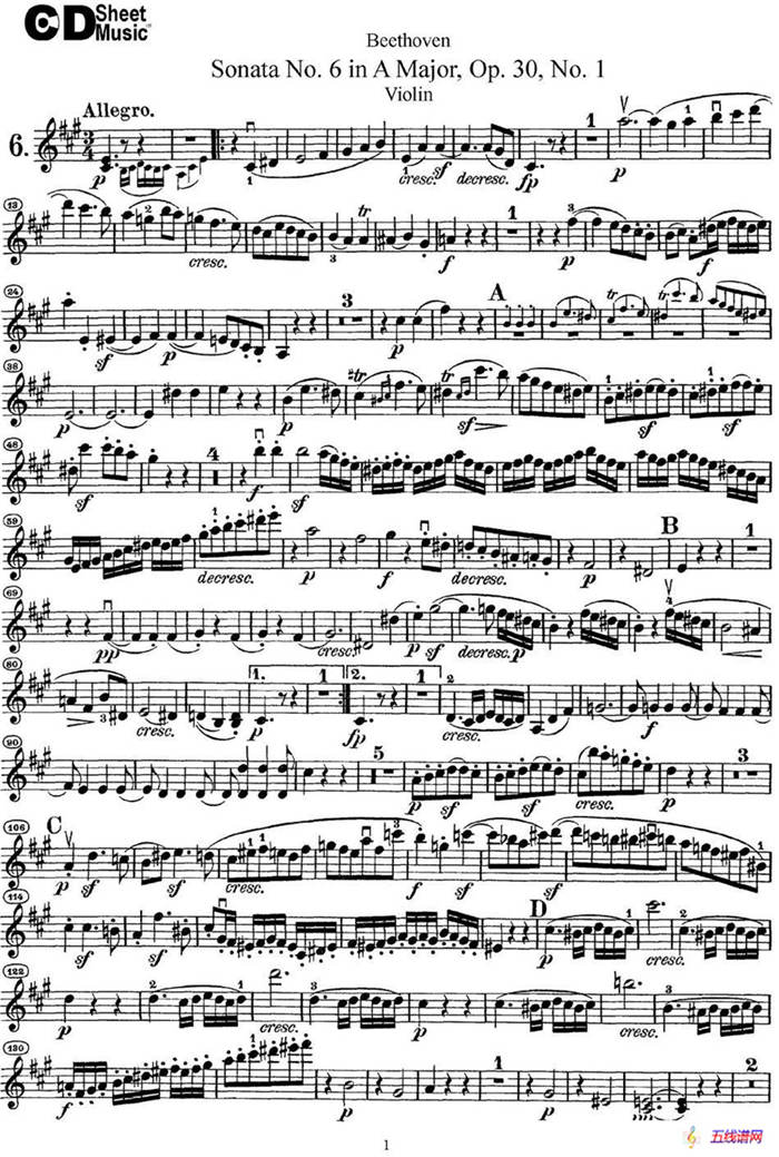 Violin Sonata No.6 in A Major Op.30 No.1