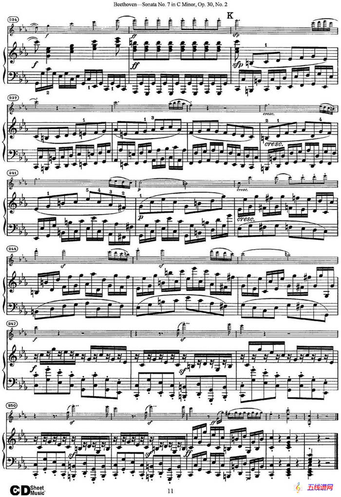 Violin Sonata No.7 in C Minor Op.30 No.2（小提琴+钢琴伴奏）