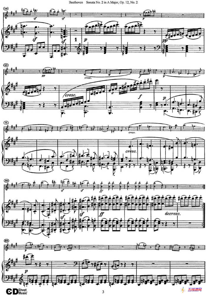 Violin Sonata No.2 in A Major Op.12 No.2（小提琴+鋼琴伴奏）