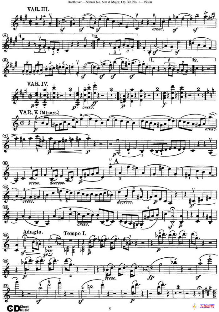 Violin Sonata No.6 in A Major Op.30 No.1