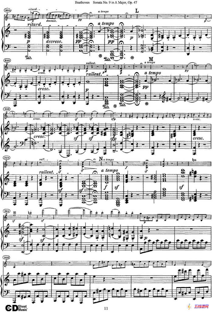 Violin Sonata No.9 in A Major Op.47（小提琴+钢琴伴奏）
