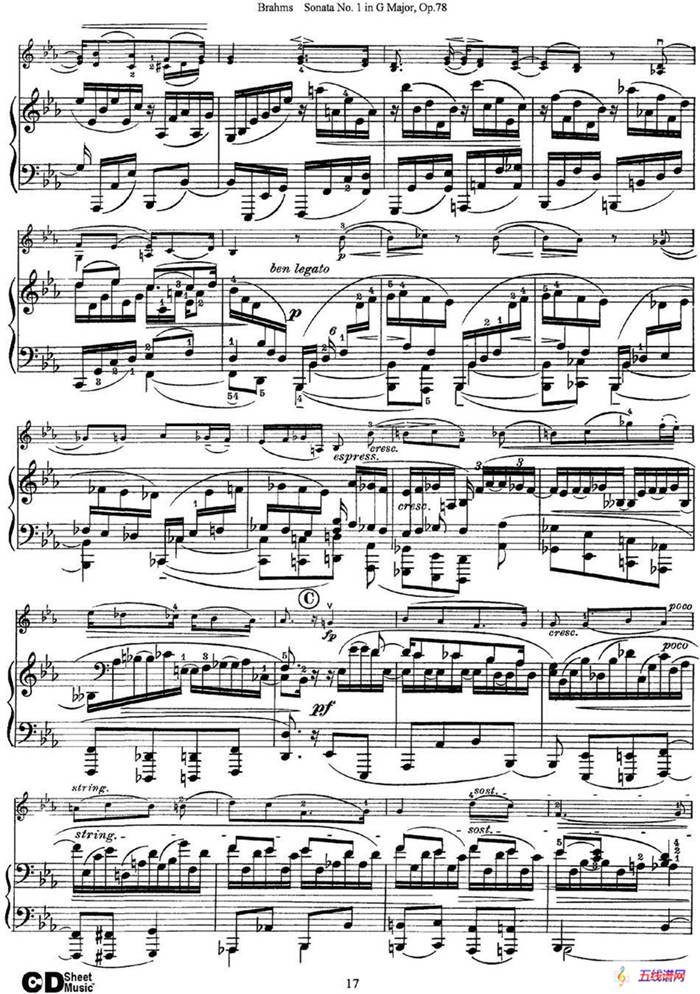 Violin Sonata No.1 in G Major Op.78（小提琴+钢琴伴奏）