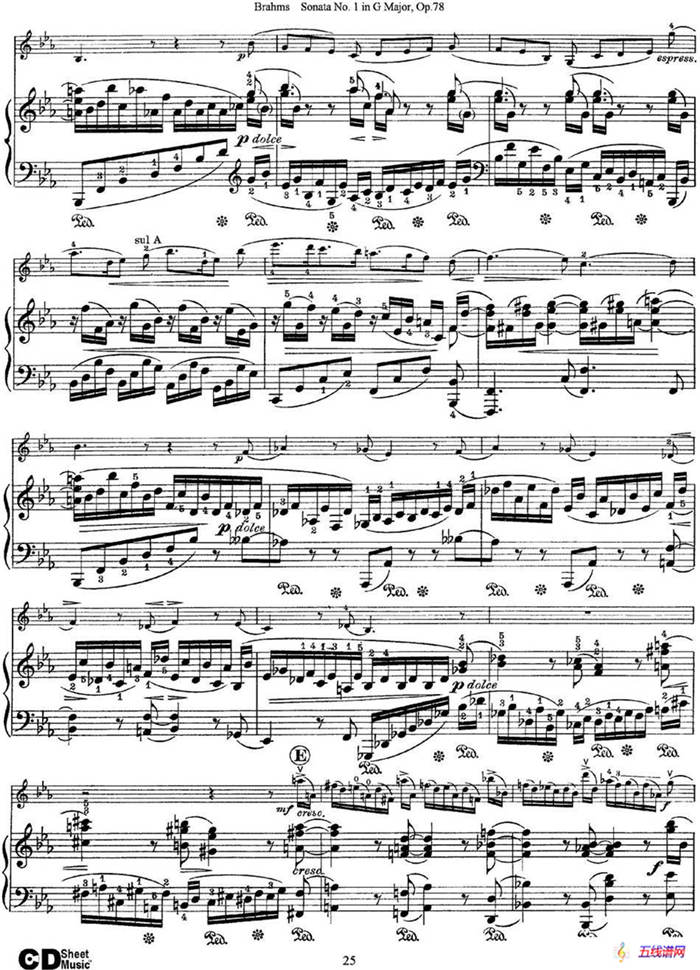 Violin Sonata No.1 in G Major Op.78（小提琴+钢琴伴奏）