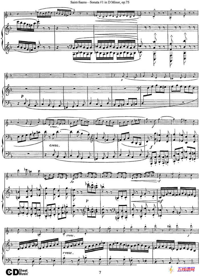 Violin Sonata No.1 in D Minor Op.75（小提琴+钢琴伴奏）