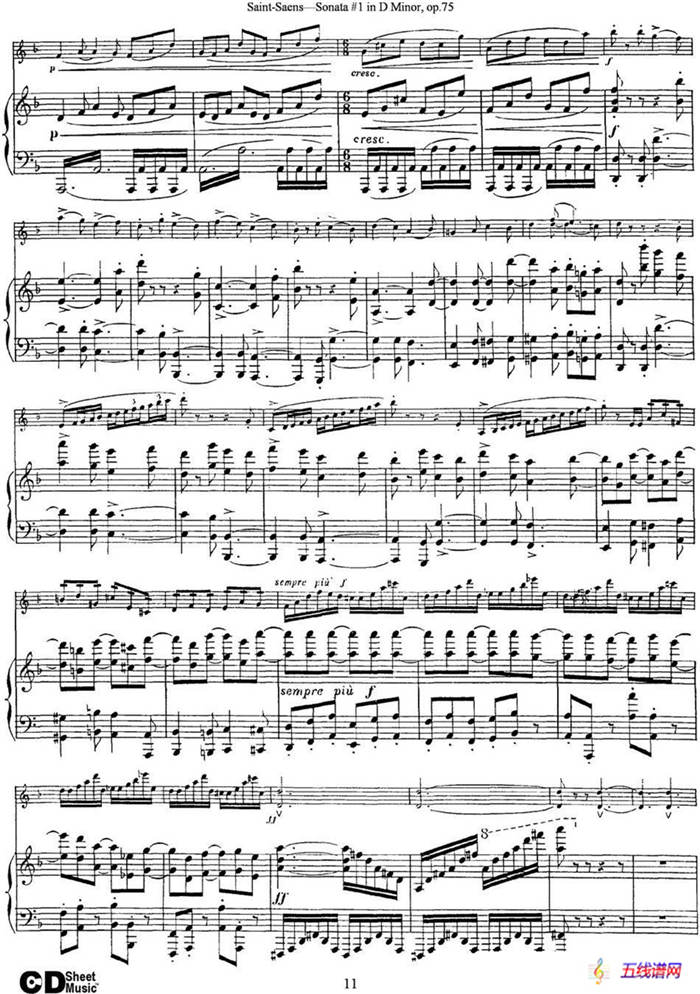 Violin Sonata No.1 in D Minor Op.75（小提琴+钢琴伴奏）