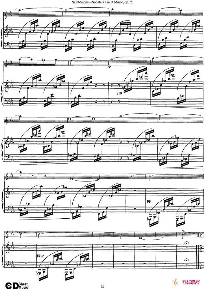 Violin Sonata No.1 in D Minor Op.75（小提琴+钢琴伴奏）