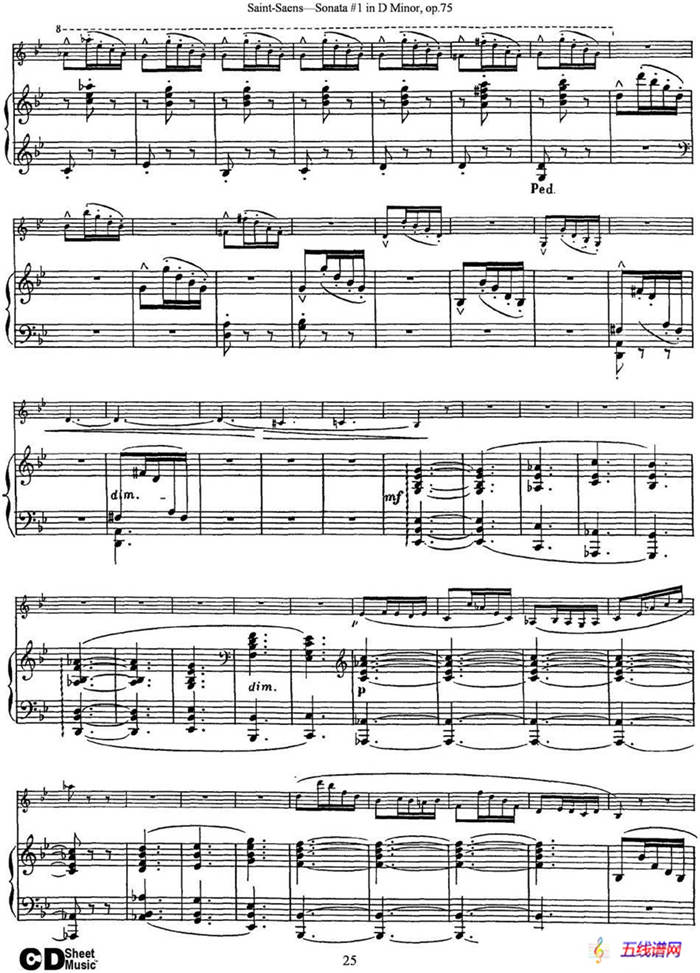 Violin Sonata No.1 in D Minor Op.75（小提琴+钢琴伴奏）