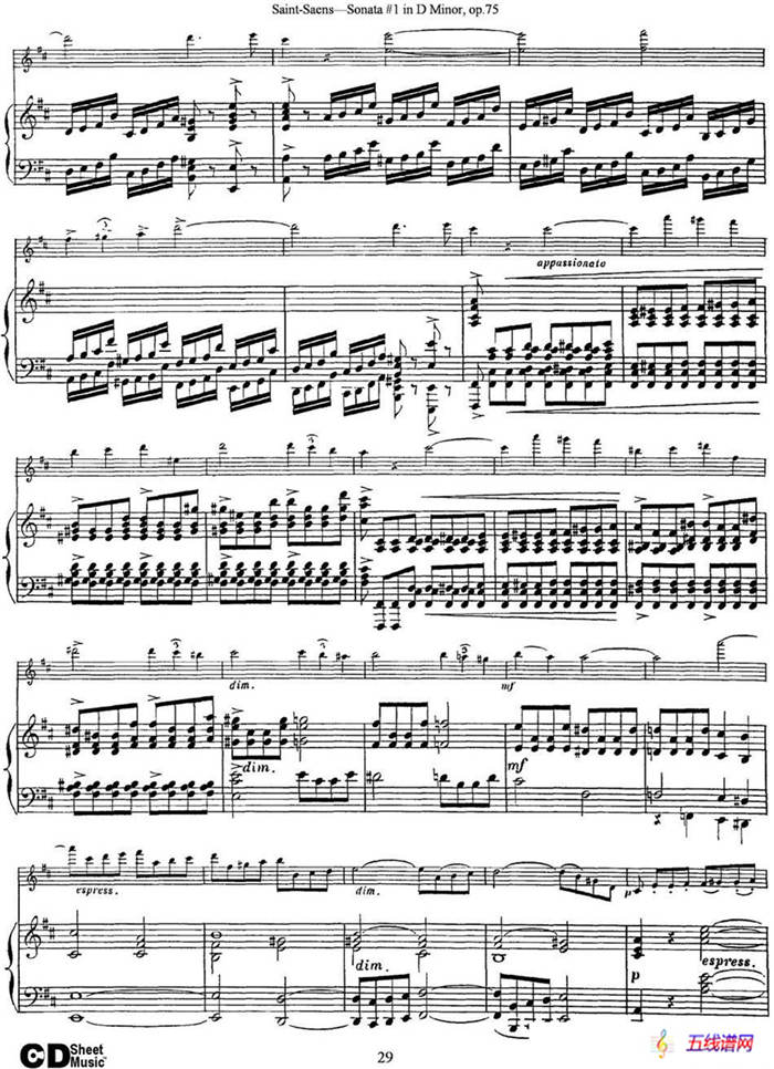 Violin Sonata No.1 in D Minor Op.75（小提琴+钢琴伴奏）