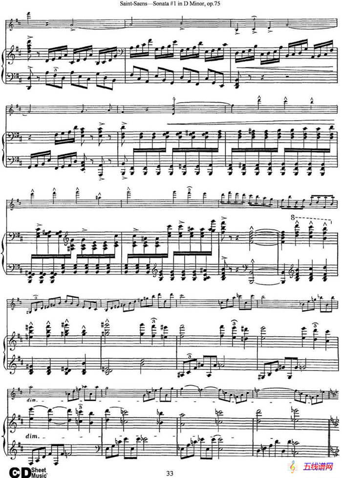 Violin Sonata No.1 in D Minor Op.75（小提琴+钢琴伴奏）