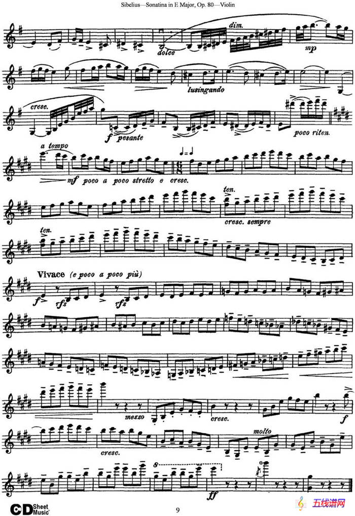 Violin Sonatina in E Major Op.80