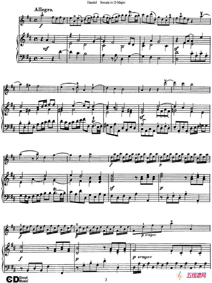 Violin Sonata No.4 in D major（小提琴+钢琴伴奏）