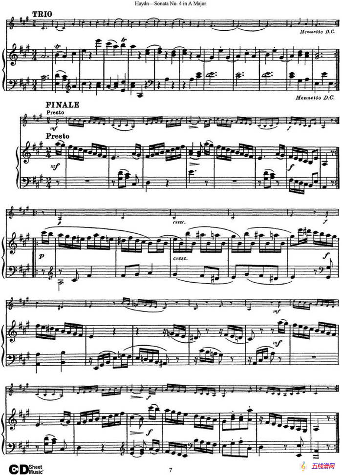 Violin Sonata No.4 in A Major（小提琴+钢琴伴奏）