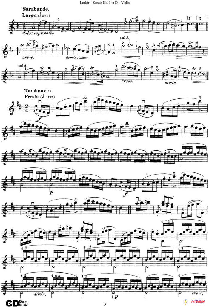 Violin Sonata No.3 In D Major