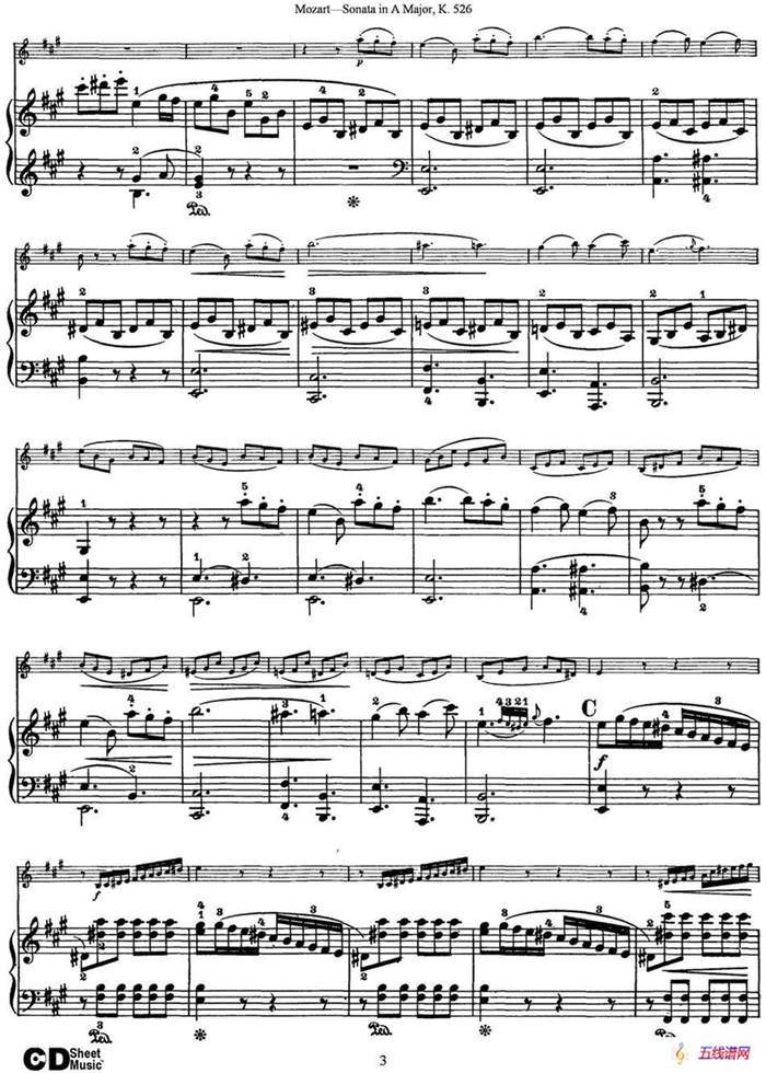 Violin Sonata in A Major K.526（小提琴+钢琴伴奏）