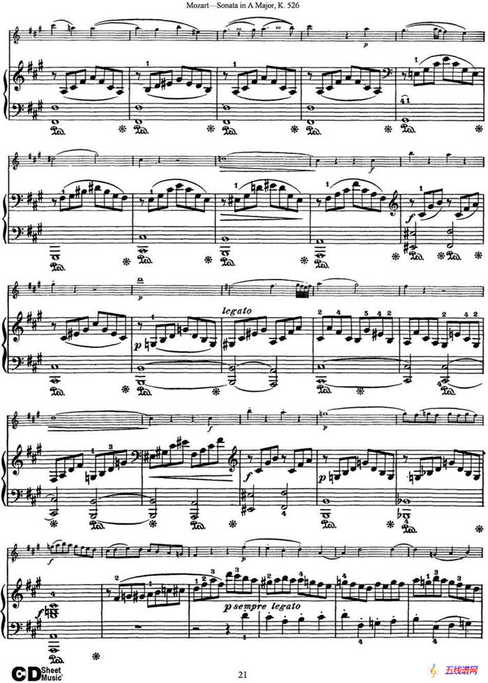 Violin Sonata in A Major K.526（小提琴+钢琴伴奏）