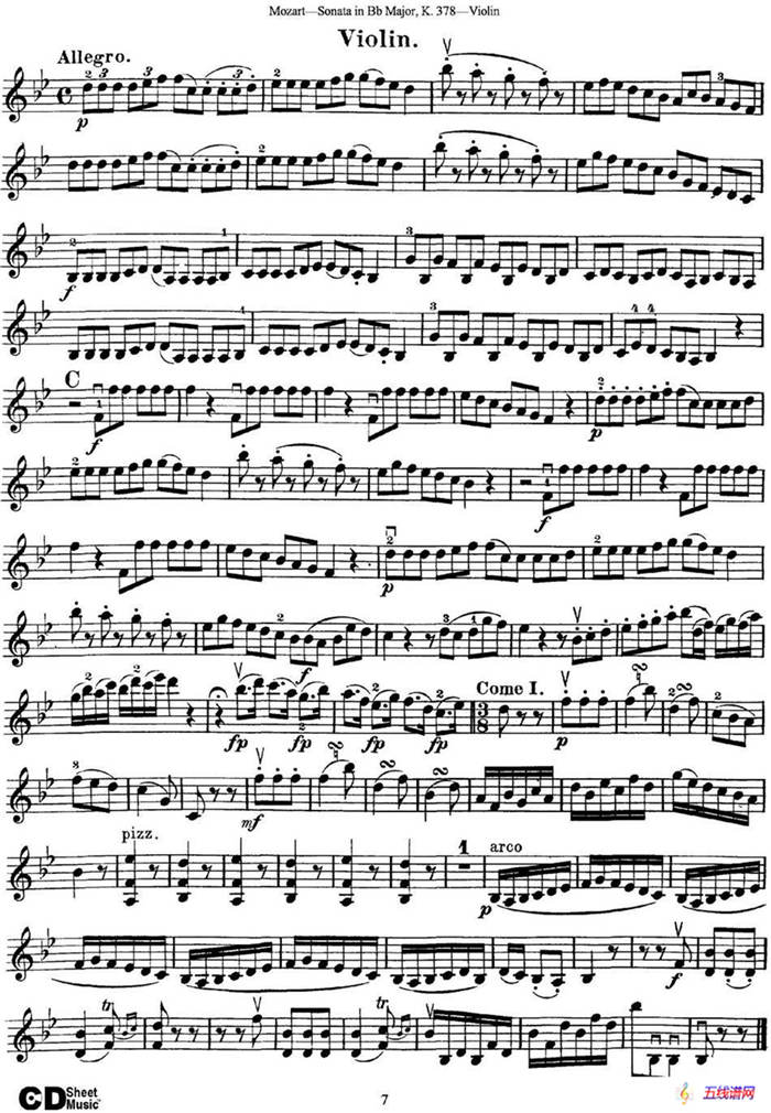 Violin Sonata in Bb Major K.378