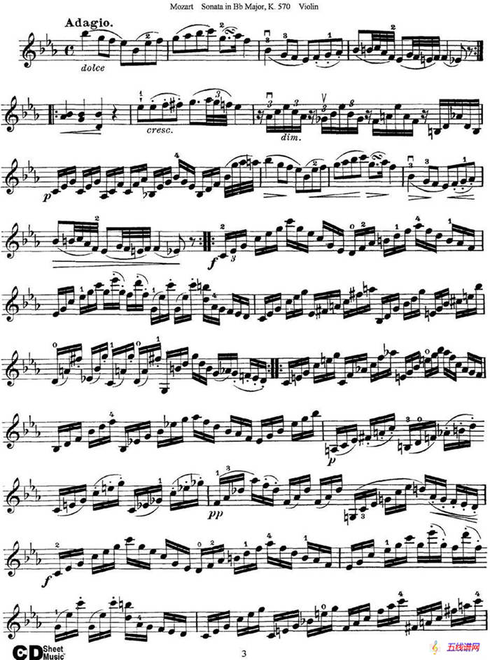 Violin Sonata in Bb Major K.570