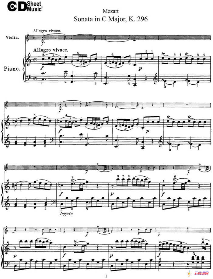 Violin Sonata in C Major K.296（小提琴+钢琴伴奏）