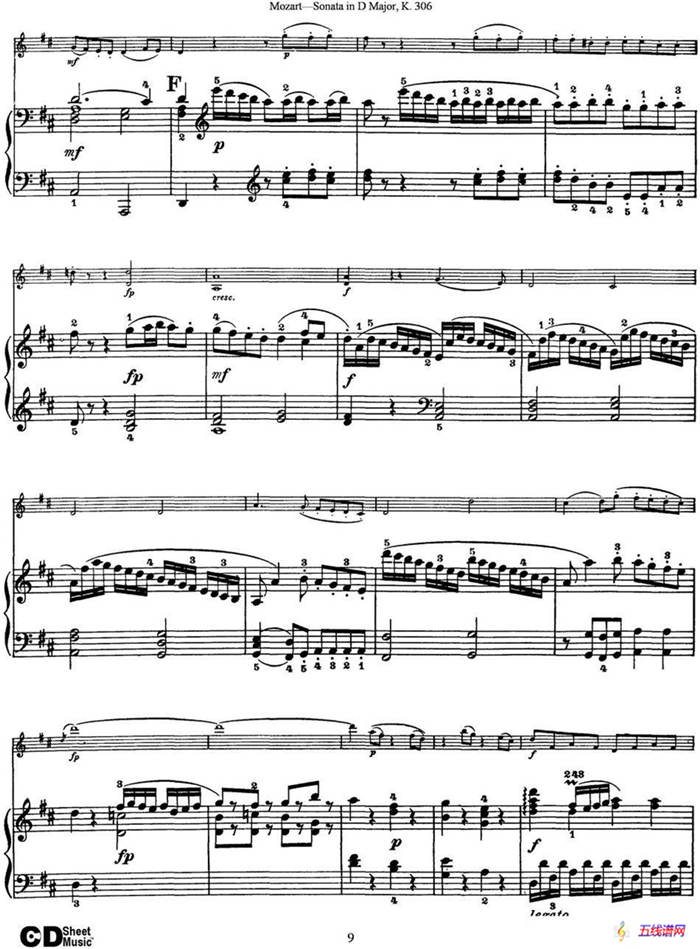 Violin Sonata in D Major K.306（小提琴+钢琴伴奏）