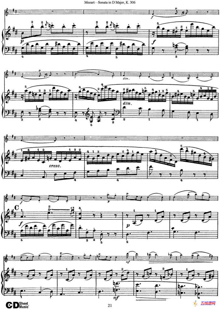 Violin Sonata in D Major K.306（小提琴+钢琴伴奏）