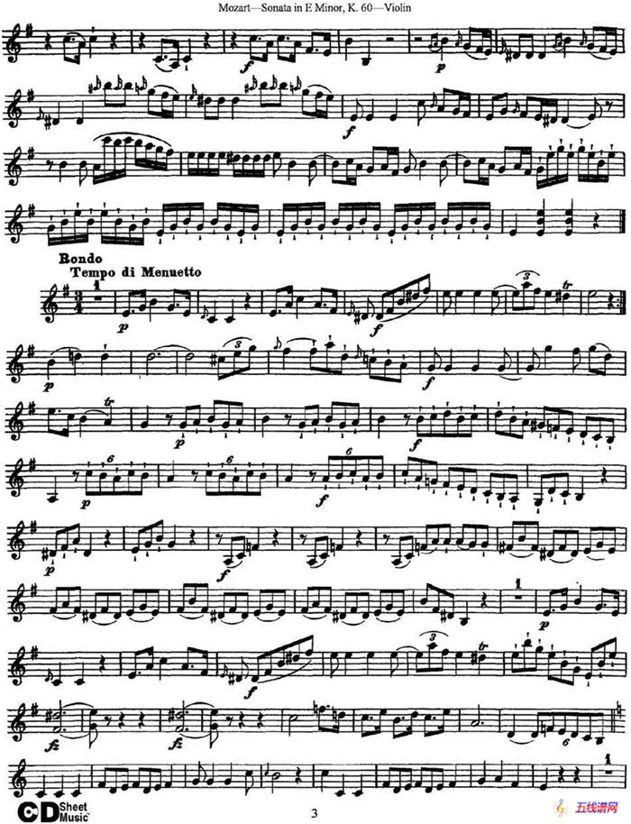 Violin Sonata in E Minor K.60