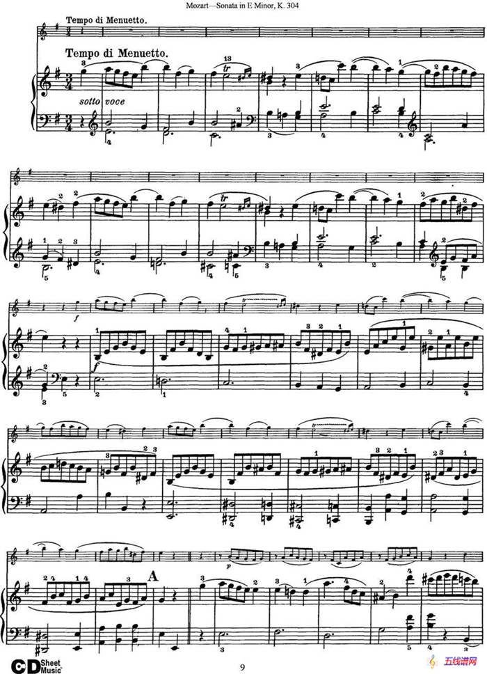 Violin Sonata in E Minor K.304（小提琴+钢琴伴奏）