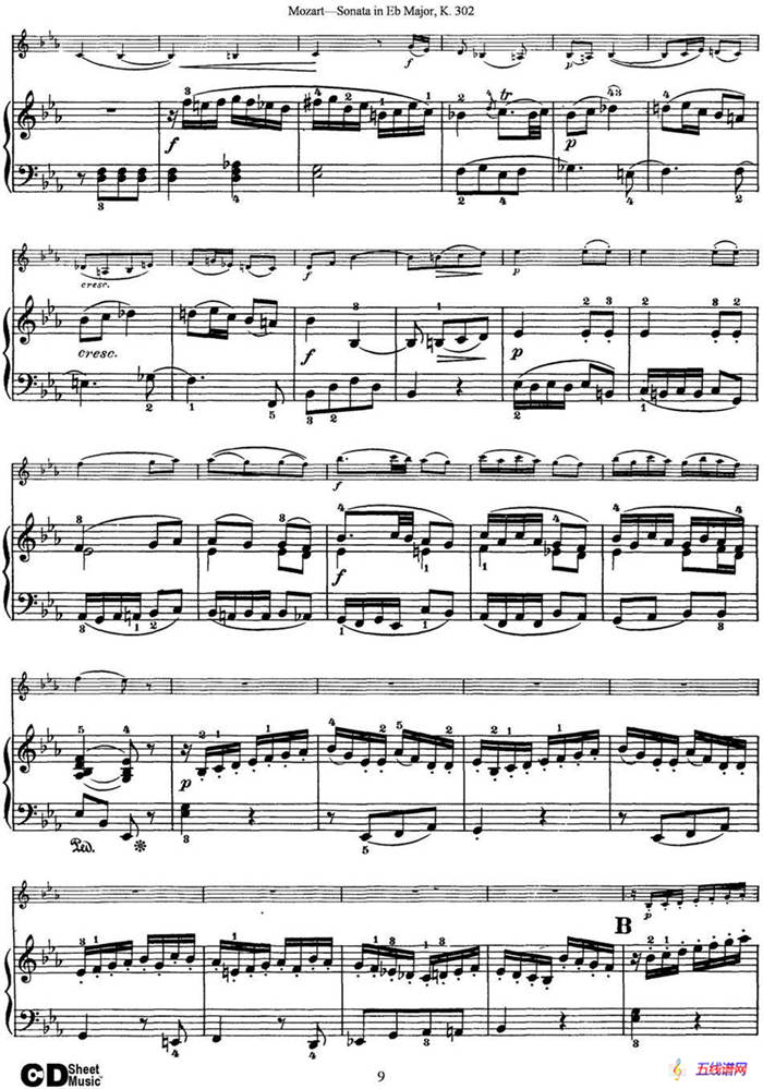 Violin Sonata in Eb Major K.302（小提琴+钢琴伴奏）