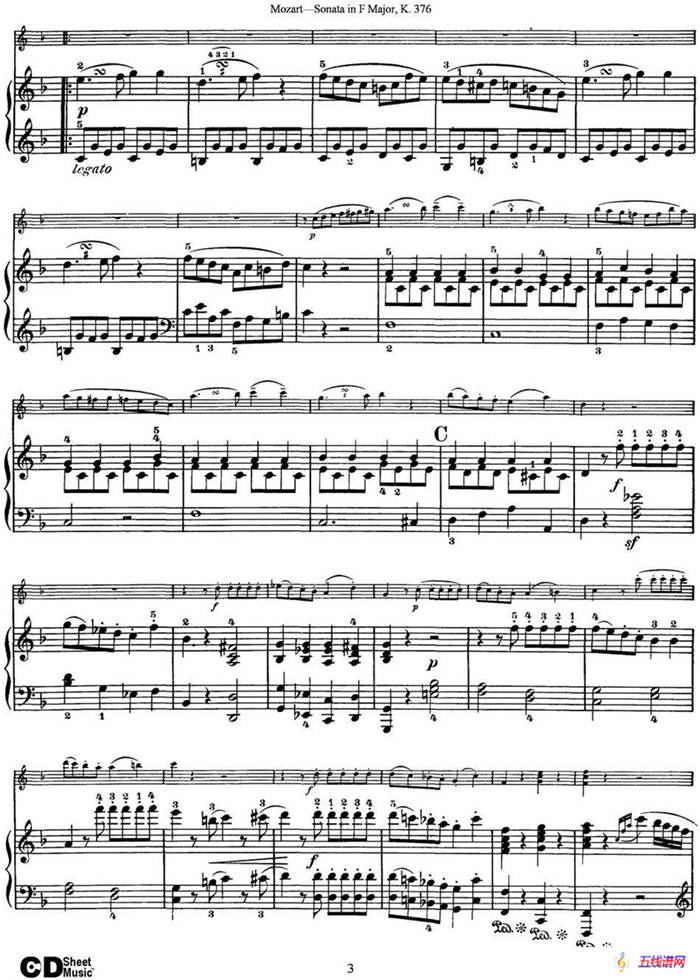Violin Sonata in F Major K.376（小提琴+钢琴伴奏）