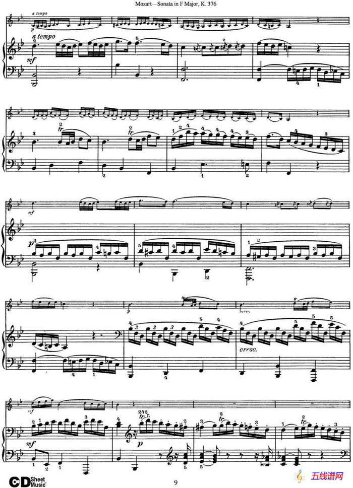 Violin Sonata in F Major K.376（小提琴+钢琴伴奏）