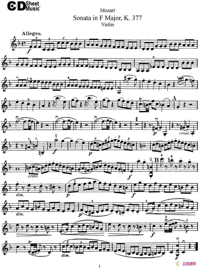 Violin Sonata in F Major K.377