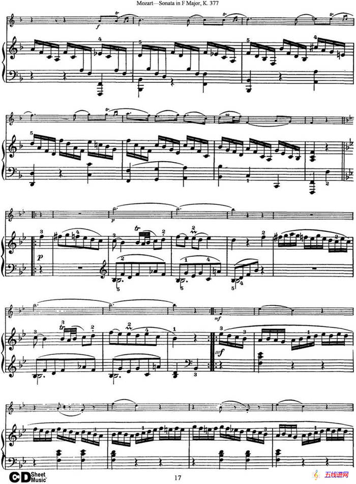 Violin Sonata in F Major K.377（小提琴+钢琴伴奏）