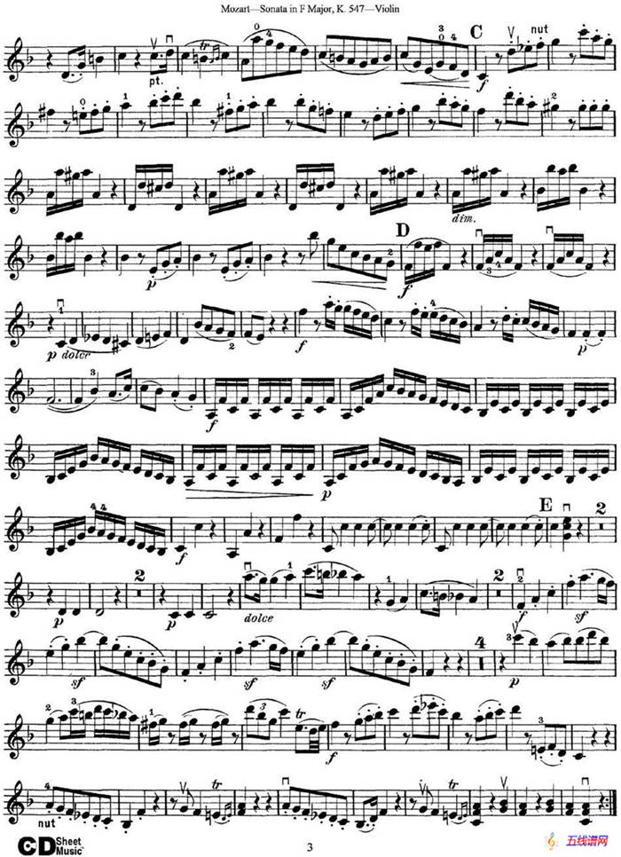Violin Sonata in F Major K.547