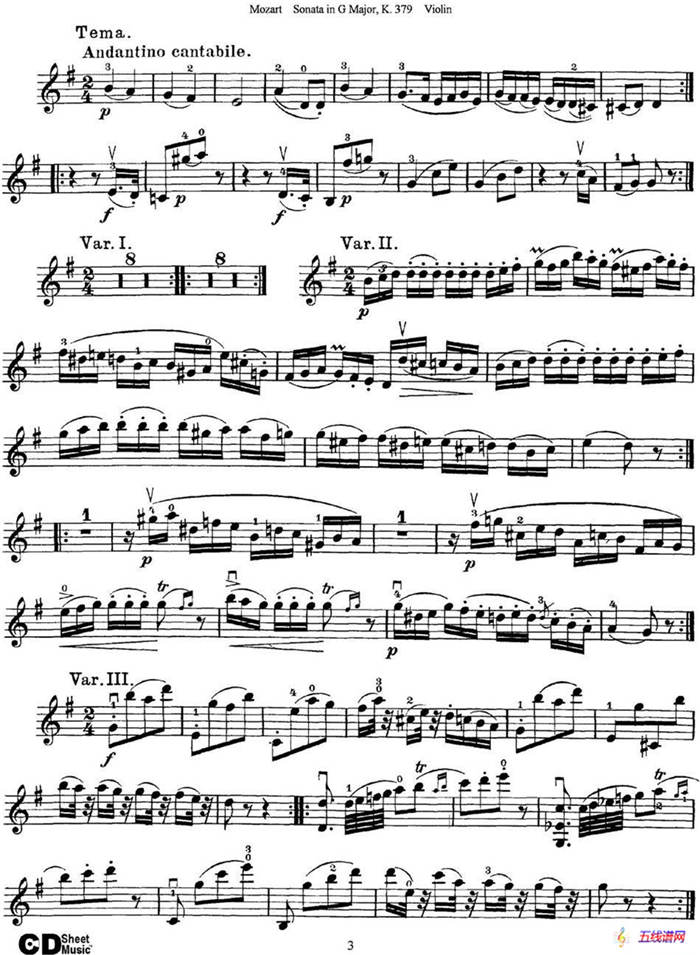 Violin Sonata in G Major K.379