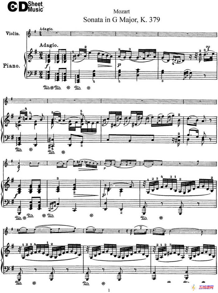 Violin Sonata in G Major K.379（小提琴+钢琴伴奏）
