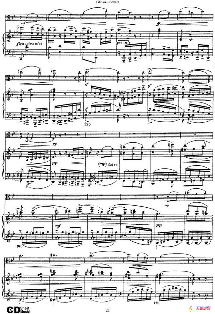 Gli<x>nka Sonata（小提琴+钢琴伴奏）