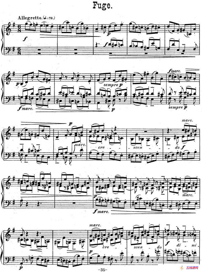 6 Preludes and Fugues Op.99（6首前奏曲与赋格·5）