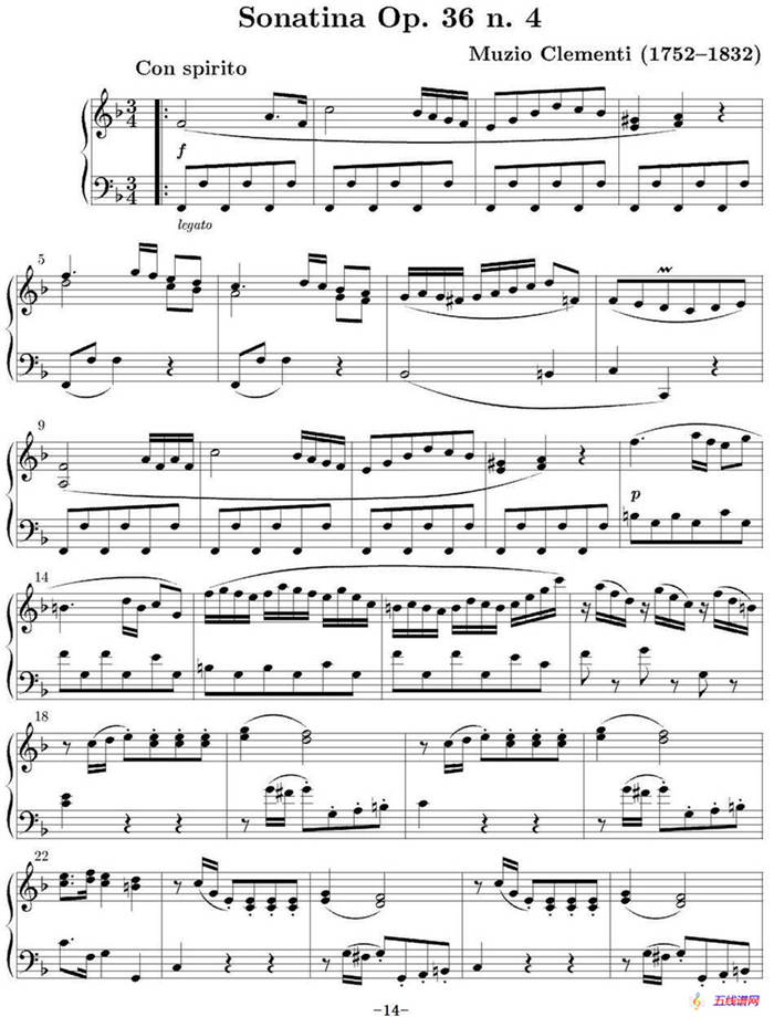 6 Sonatinas Op.36（6首钢琴小奏鸣曲-4）