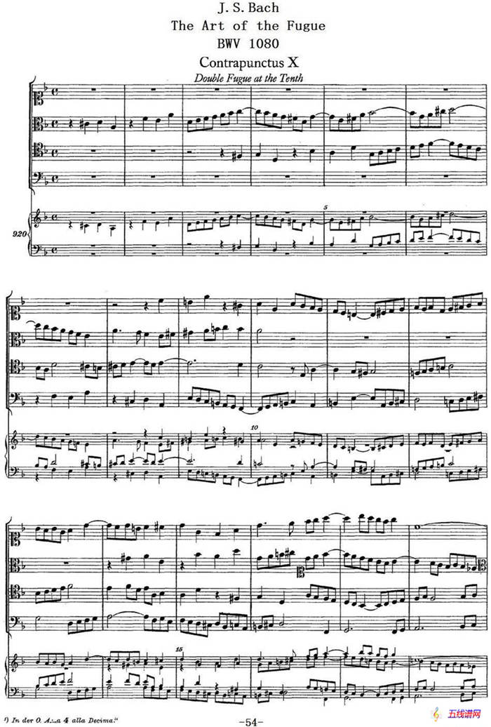 The Art of the Fugue BWV 1080（赋格的艺术-X）