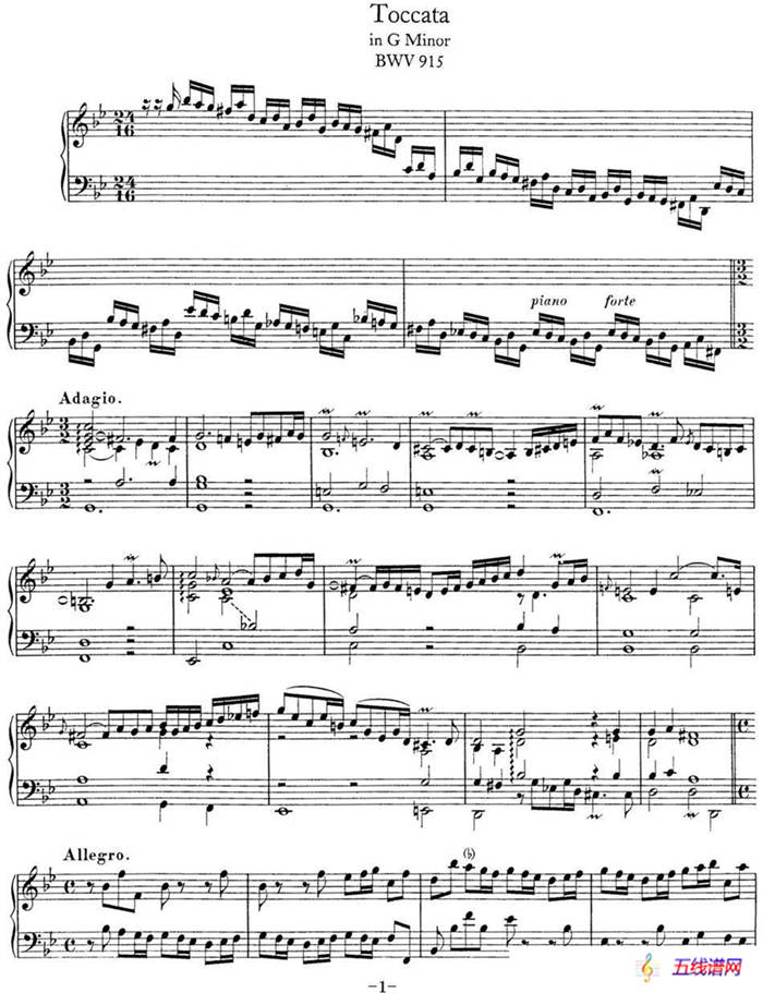 Toccata BWV 915（7首托卡塔·No.6 g小调）