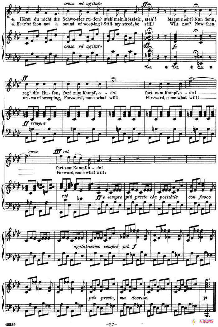 Chopin-17 Polish Songs Op.74，No.10（Der Reitersmann vor der Schlacht. The Trooper（钢琴伴奏谱）
