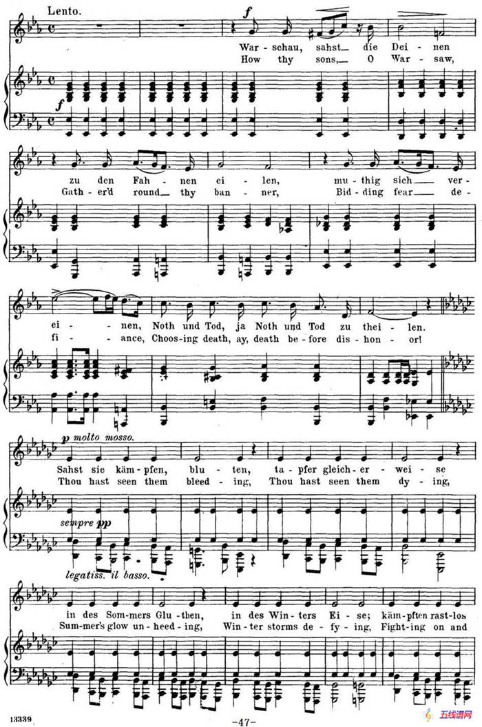 Chopin-17 Polish Songs Op.74，No.17（Polens Grabgesang. Poland's Dirge.）（钢琴伴奏谱）
