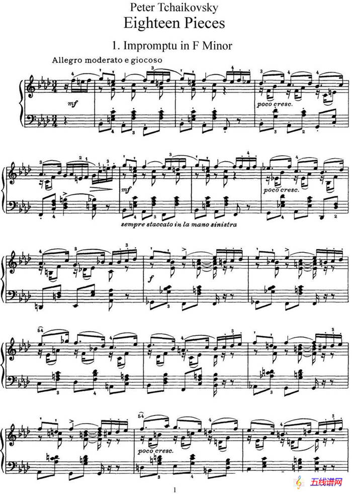 柴可夫斯基18首钢琴小品Op.72（1.Impromptu in F Minor）
