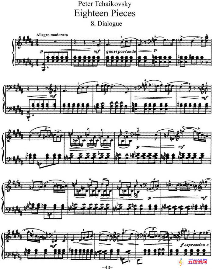 柴可夫斯基18首钢琴小品Op.72（8.Dialogue）