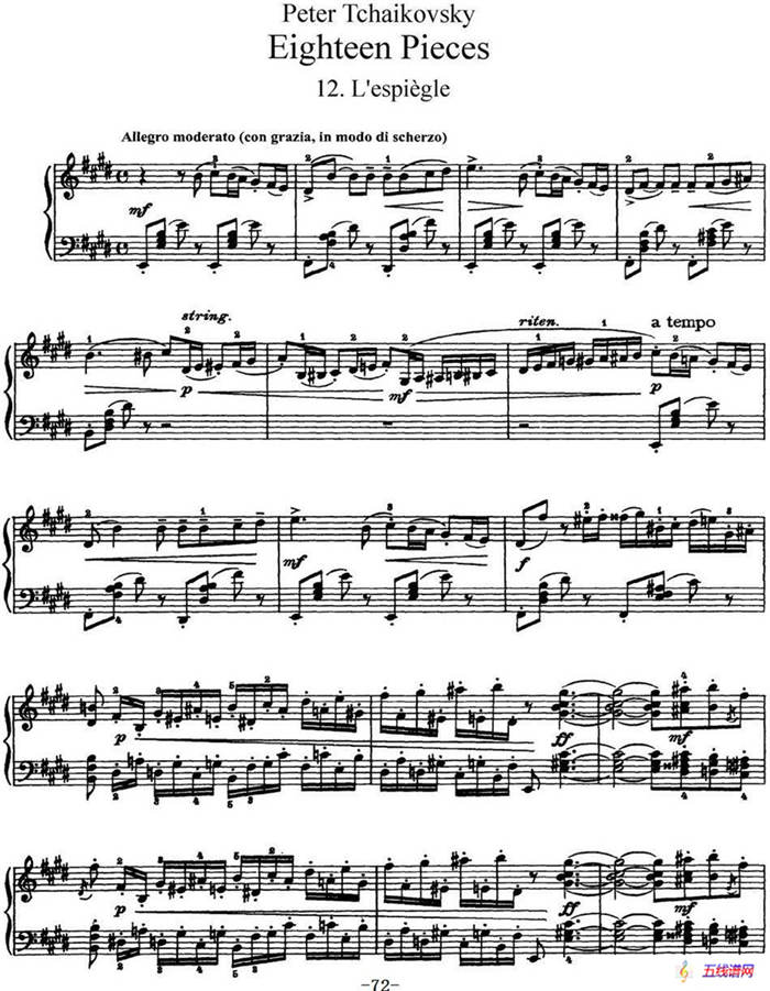 柴可夫斯基18首钢琴小品Op.72（12.L'espiegle）