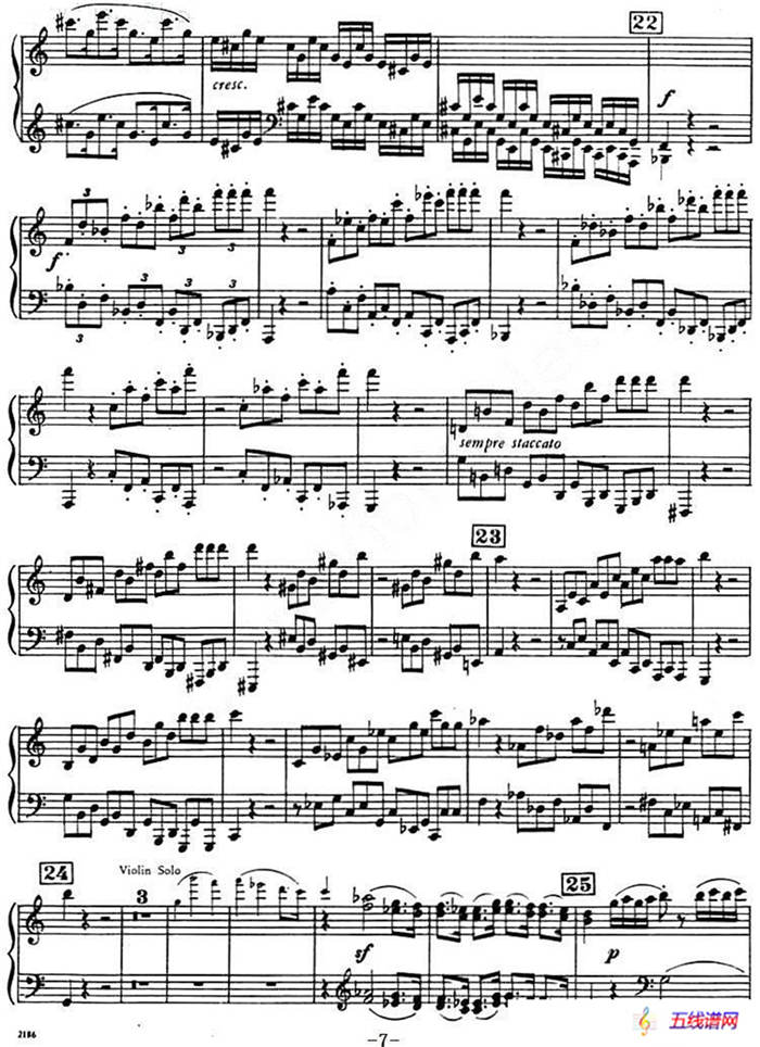 C大调小提琴协奏曲 Op.56（钢琴独奏）