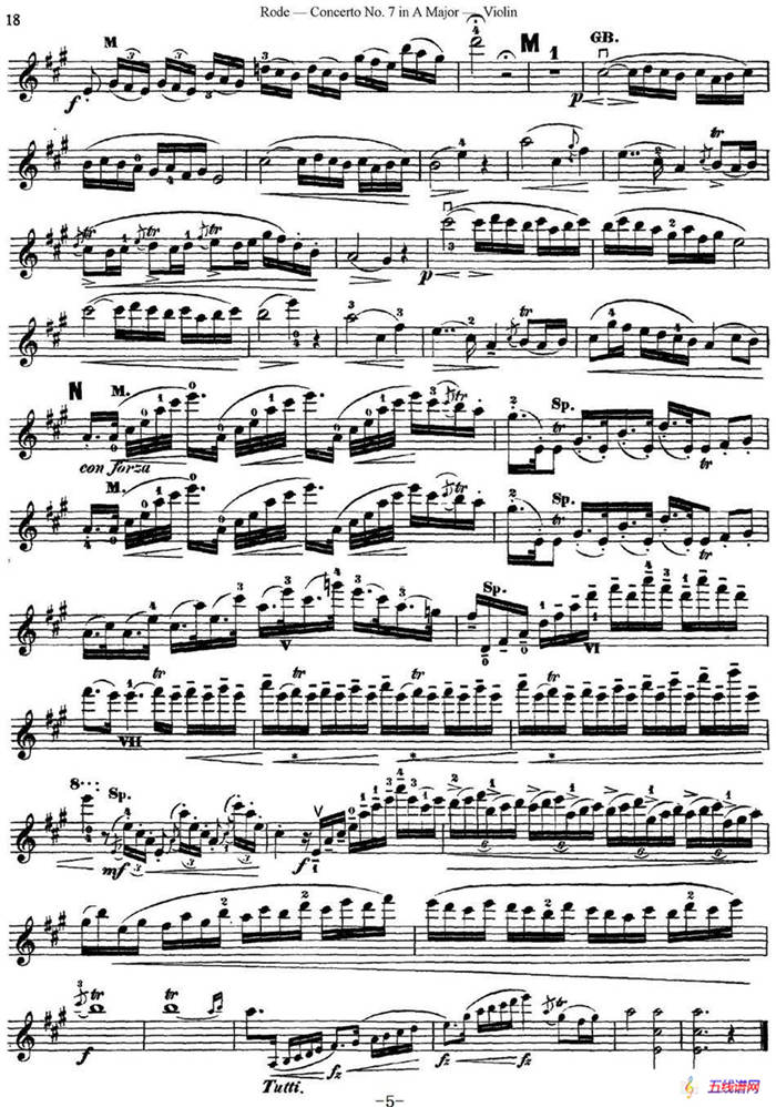 Rode Concerto No.7 in A Major（小提琴分谱）