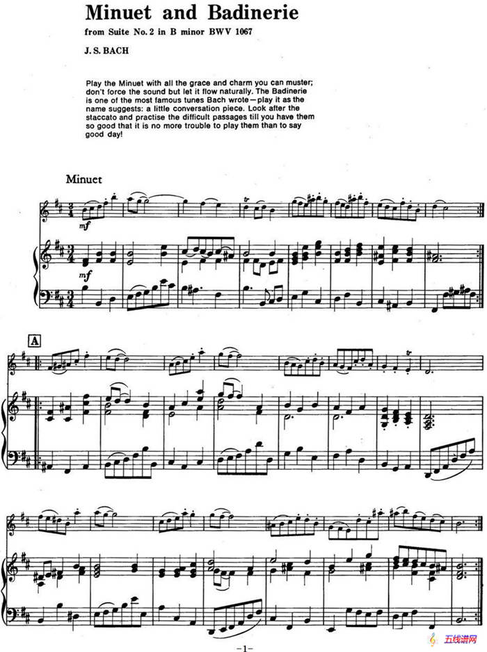 Minuet and Badinerie（Suite No.2 in B minor BWV 1067）（小提琴+钢琴伴奏）