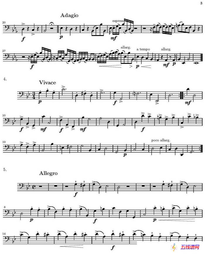 Op.6 VIII. Concerto Grosso（大协奏曲）（四重奏大提琴分谱）