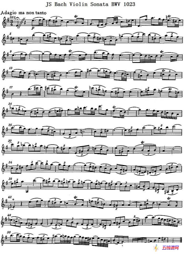JS Bach Violin Sonata BWV 1023（巴赫《小提琴奏鸣曲》）