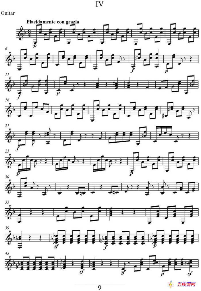 帕格尼尼六首《小提琴和吉他二重奏》 (M.S.110)（吉他分谱）